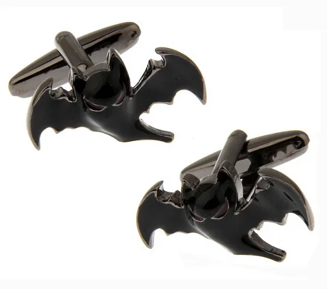 

Men's Gift Fashion Cuff Links Novelty Black Evil Bat Design Vampire Style Gun Black Plating Copper Cufflinks Wholesale&retail