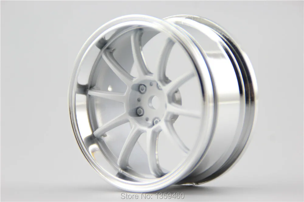 4pcs 1/10 Touring&Drift  Wheel Rim W10S2CW(Chrome+Painting White) 4mm offset  fits for 1:10 Touring&Drift Car 1/10 Rim 10513