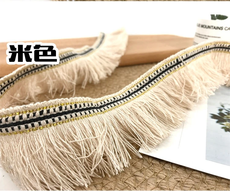 5yards/lot Gold thread ribbon tassel lace clothing accessories skirt curtain decoration side ethnic wind ribbon lace