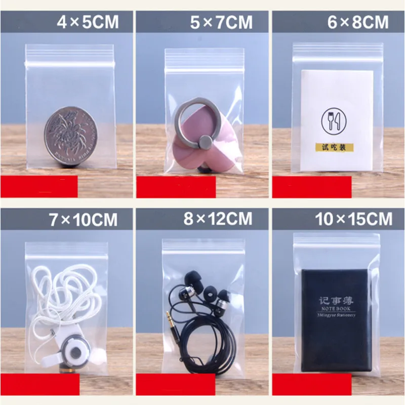 50Pcs/pack Jewelry Transparent Storage Bag Ziplock Zip Zipped Lock Reclosable Food Storage Packaging Bag PE Ziplock bags