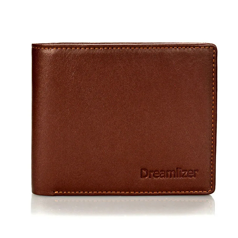 Dreamlizer Men Italian Leather Wallet Young Boy Brand Short Pocket Purse Male Bifold Thin Money Bag Wallet