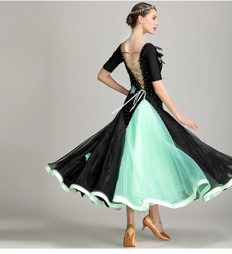 New black flamenco dress tây ban nha trang phục khiêu vũ phục thi nhảy khiêu vũ ballroom dance dresses waltz tango dancewear