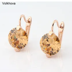 New Trend 2022 Round Colourful Natural Zircon Dangle Earrings Women Fashion Simple Earrings For Girl Party