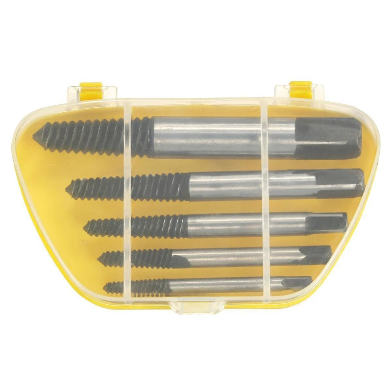 5pcs/1set  Screw Extractor Set Drill Bit Guide Broken Damaged Bolt Remover Easy Out Tool