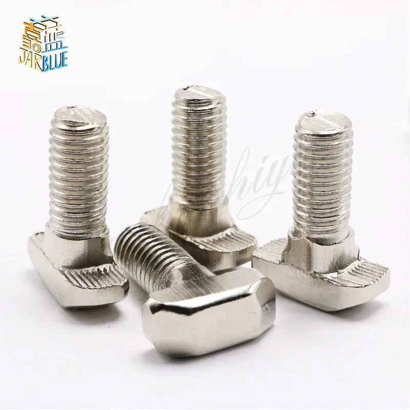 10/50pcs 2020 Series M5 Hammer Head T Bolt Screw Nickel Plated For 2020 Aluminum Profile T-slot M5*10/12/16/20/25mm