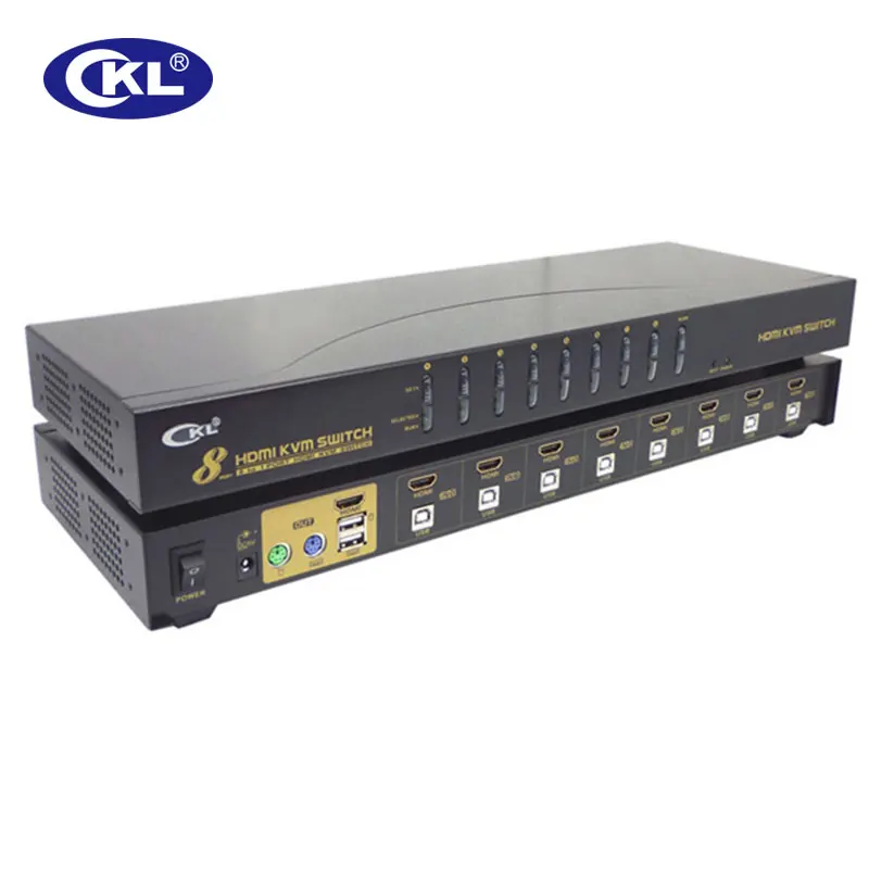 

KVM Switch HDMI 8 Port with USB PS/2 Support Auto Scan for Computers Servers Laptop DVR NVR 1080P 3D Rack Mount CKL-9138H