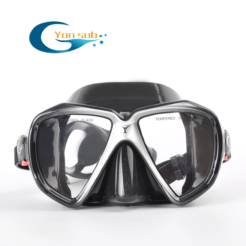 YONSUB-Silicone Underwater Diving Mask with Great Vision, Anti-Fog Swimming Goggles, Mask Box, Liguid, Underwater Swimming