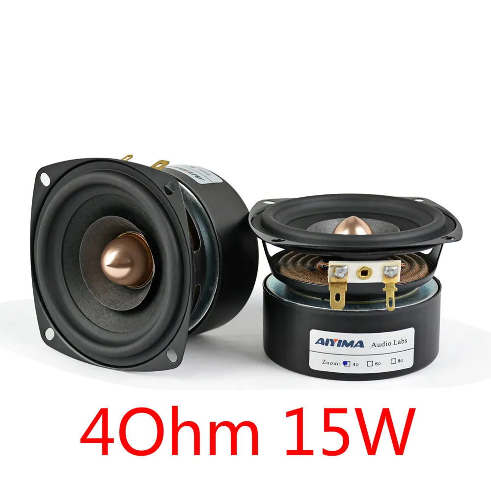 Aiyima 2pcs 3 polegadas 4 ohm 8 ohm 15w alto -falante de áudio Full Range Sound Speoker Hifi Bullet Treble Midrange Bass Loudspeaker Diy