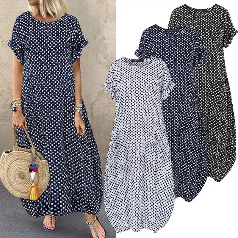 

ZANZEA Women Bohemian Dress 2023 Fashion Summer Sundress Ladies Casual Daily Vestidos Long Maxi Dresses Beach Party Robe Femme