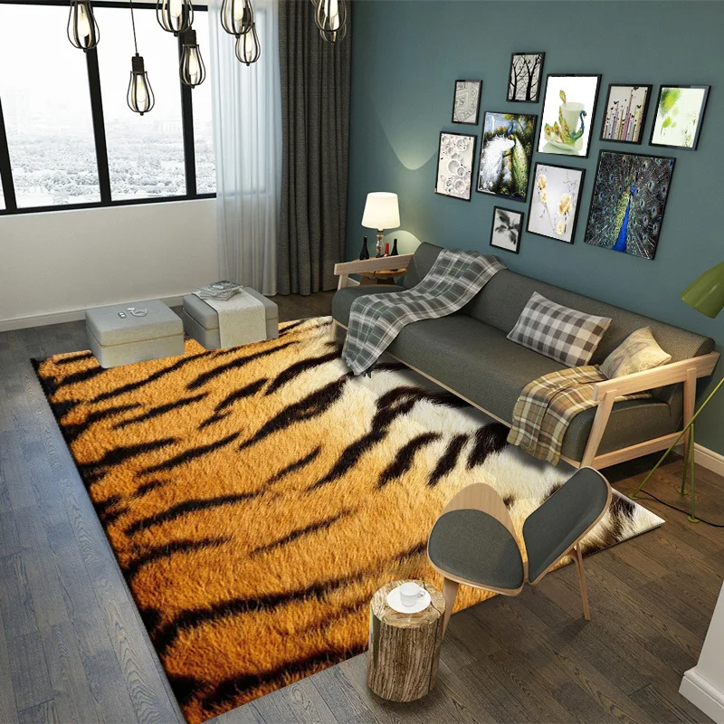 Rectangular Floor Big Mat, Tiger Pattern, Leopard, Zebra Carpet, Thong, Living Room, Bedroom, Home, New