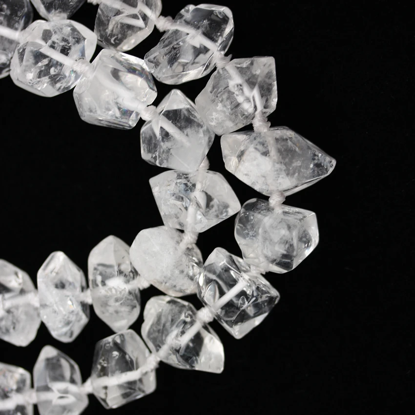 Natural Clear White Crystal Nugget Beads Jewelry,Drilled Raw Quartz Loose Beads Pendant Crafts