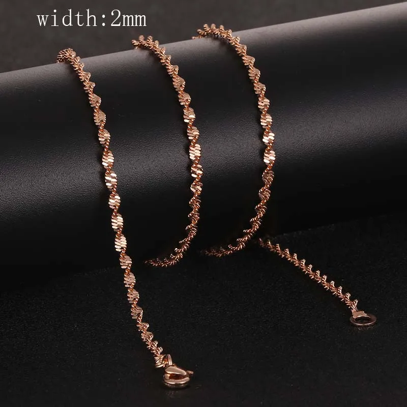 10 Style Fashion Jewelry 20inch 24inch Long Chains Men Women Necklace 585 Rose Gold Color