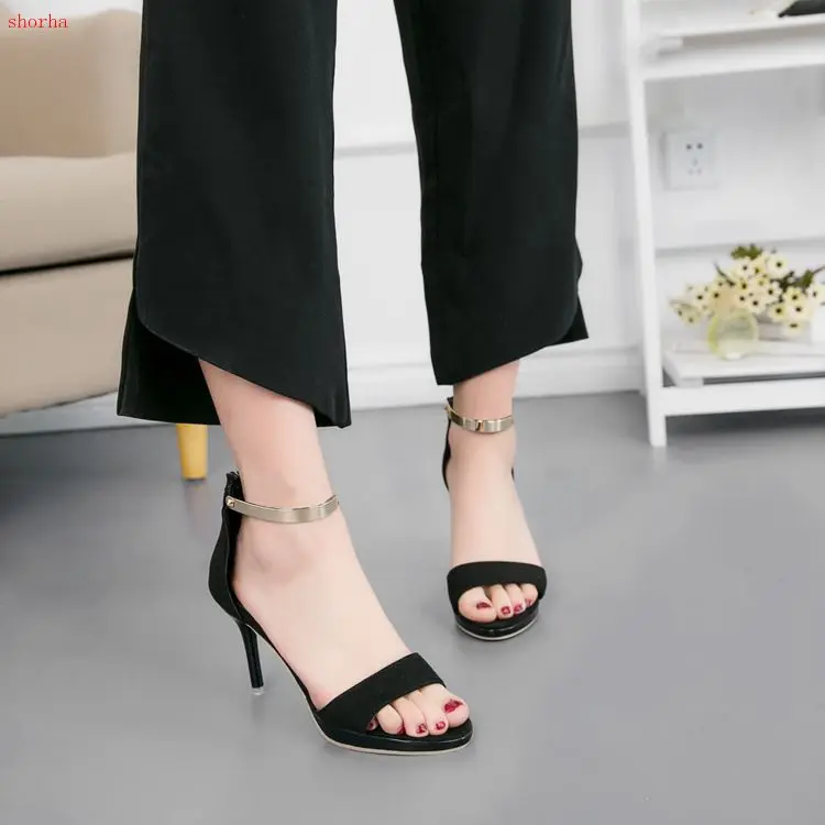 

2019 new 3 Colors Women High Heels Sandals New Concise Solid Suedes Open Toe Buckle Sexy Women's Party Sandal Summer Shoes