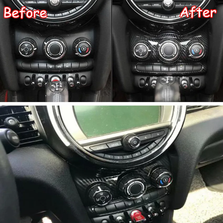 For Mini F55 F56 F57 Car Dashboard A/C Air Condition Switch Adjust Button Cover Interior Accessories Styling Carbon Fiber Style