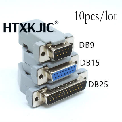 10pcs Parallel Serial Port DB15 15 Pin db25 D Sub Fmale/Male Solder Connector + Plastic Assemble Shell Cover VGA Adapter DB9