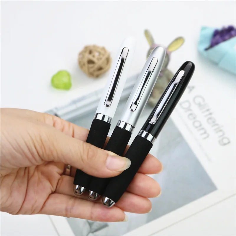 Mini metal pen 0.7mm black ballpoint pen surface sponge material portable notebook pens