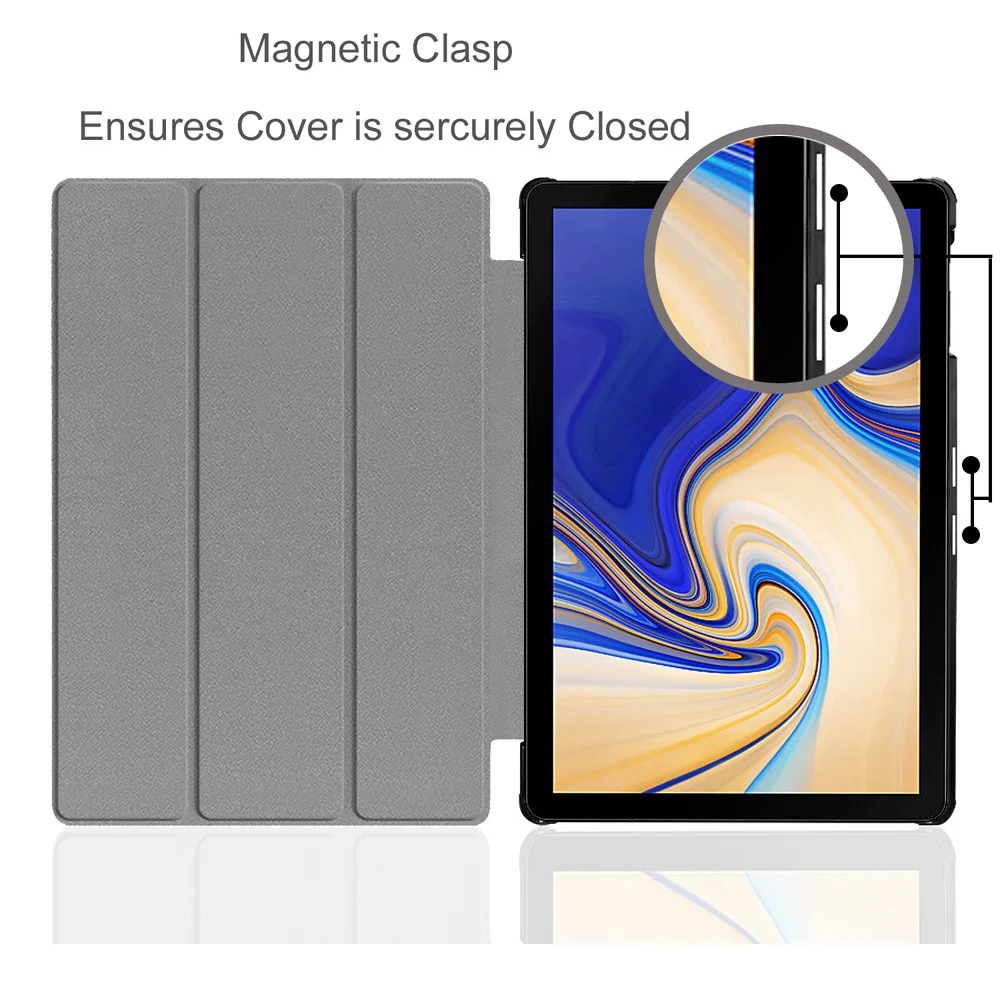 Smart Cover for Samsung Galaxy Tab S4 10.5 inch T830 T35 Slim Light Protective Cover Stand Case for Tab S4 T837 Tablet