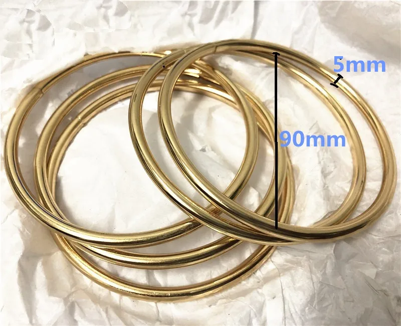 25pcs/lot Large Round O Ring 90mm GOLD Plated 5mm thickness Backpack Harness Ring DIY handmade Bag Parts hardware Accessories