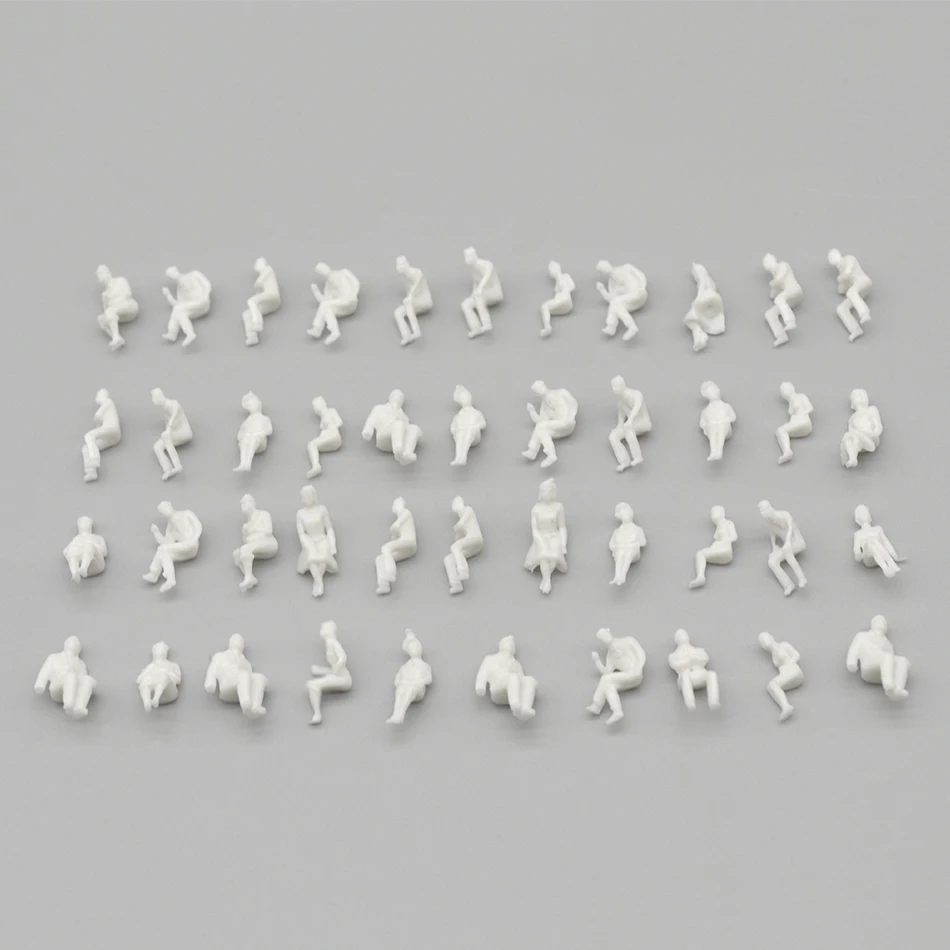 100pcs 1:100 1:150 1:200 Railway Train Miniature People Model Unpainted ABS Seated Figures Architecture Building Layout