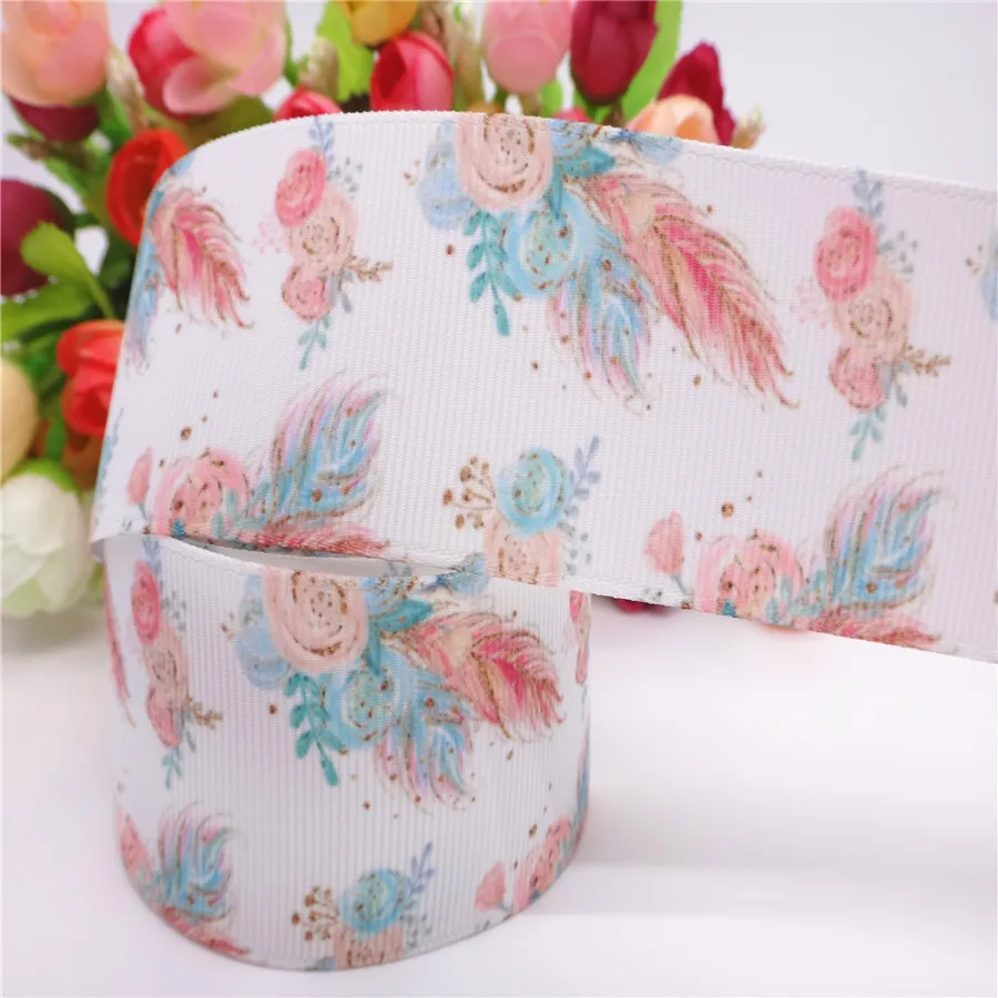 10 Yards 1" 25MM /1.5" 38MM Blumenmuster-Grosgrainband für Haarschleifen, DIY-Dekoration, Bastelarbeiten MD19031201 – Detail 7