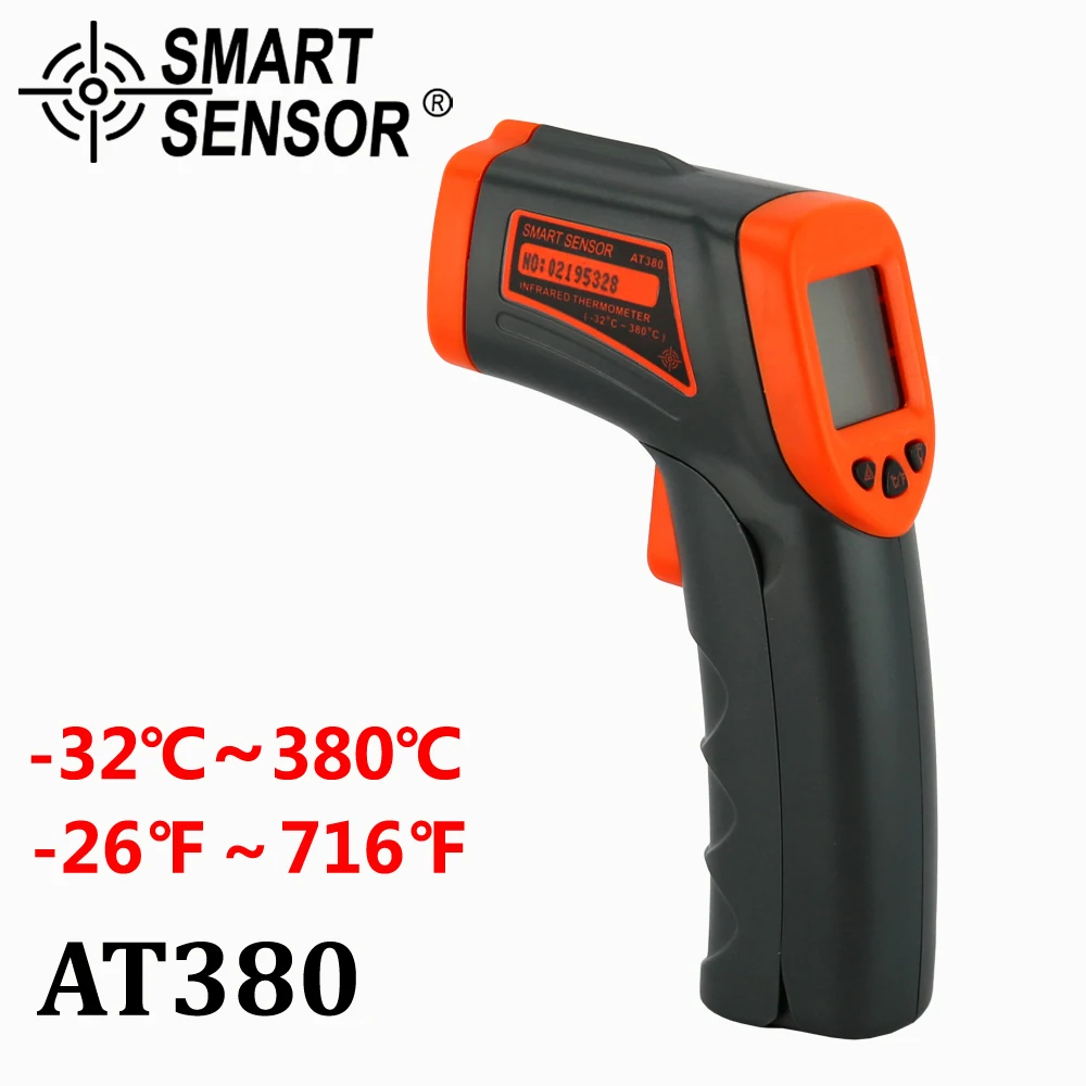 AT380 Digital Infrared Thermometer LDC IR -32~380 C Non-Contact IR aquarium Laser Gun Pyrometer temperature Thermometer Meter