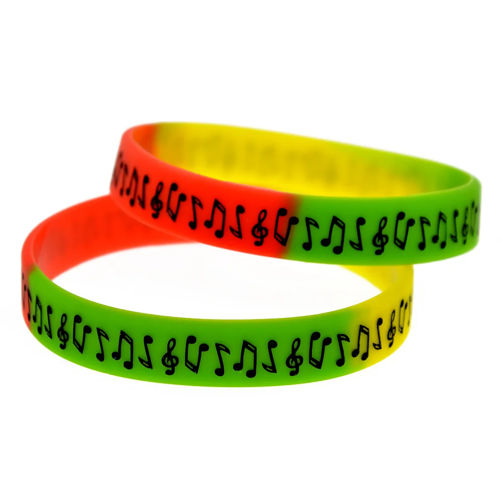

50 Pcs Music Note Silicone Rubber Wristband Student Bracelet Adult Size