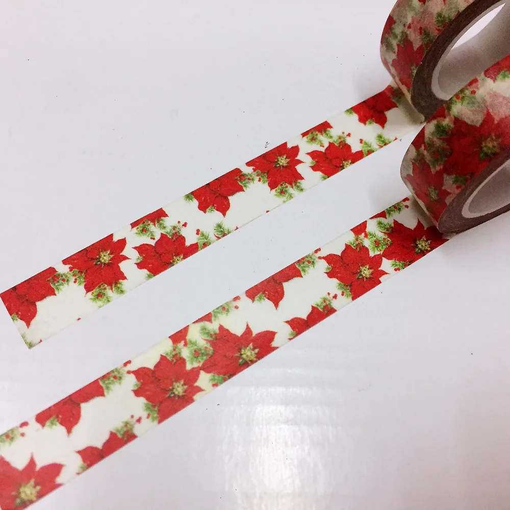 

Beautiful 15mm*10m high quality washi paper tape/Red flower masking japan washi tape