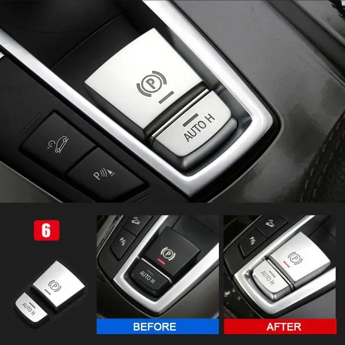 Car Chrome Interior Central Handbrake Auto H Button Cover Trim for BMW 5 / 6 / 7 Series F10 5GT F01 F07 X3 X4 X5 X6 F25 F26 F15