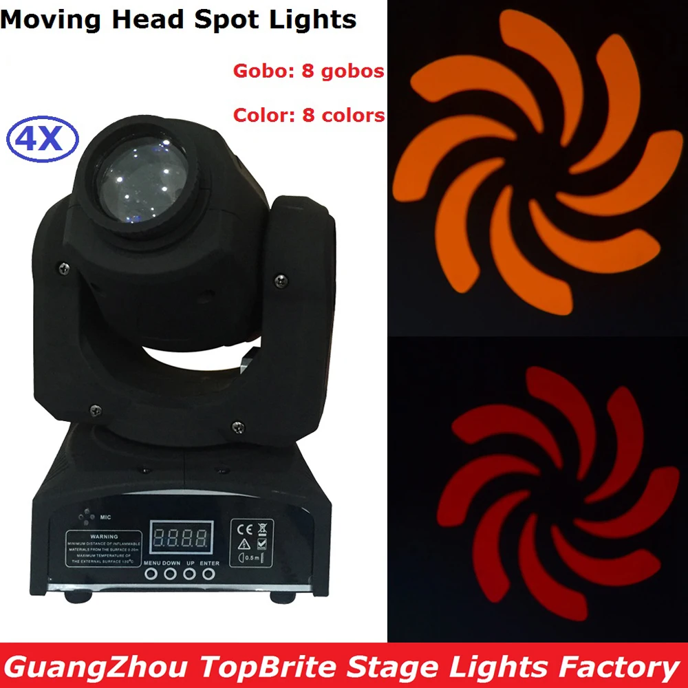 4Pcs/Lot High Quality 30W LED Spot Moving Head Light/USA Luminums 30W LED DJ Spot Lights Super Bright With 8 Gobos And 8 Colors