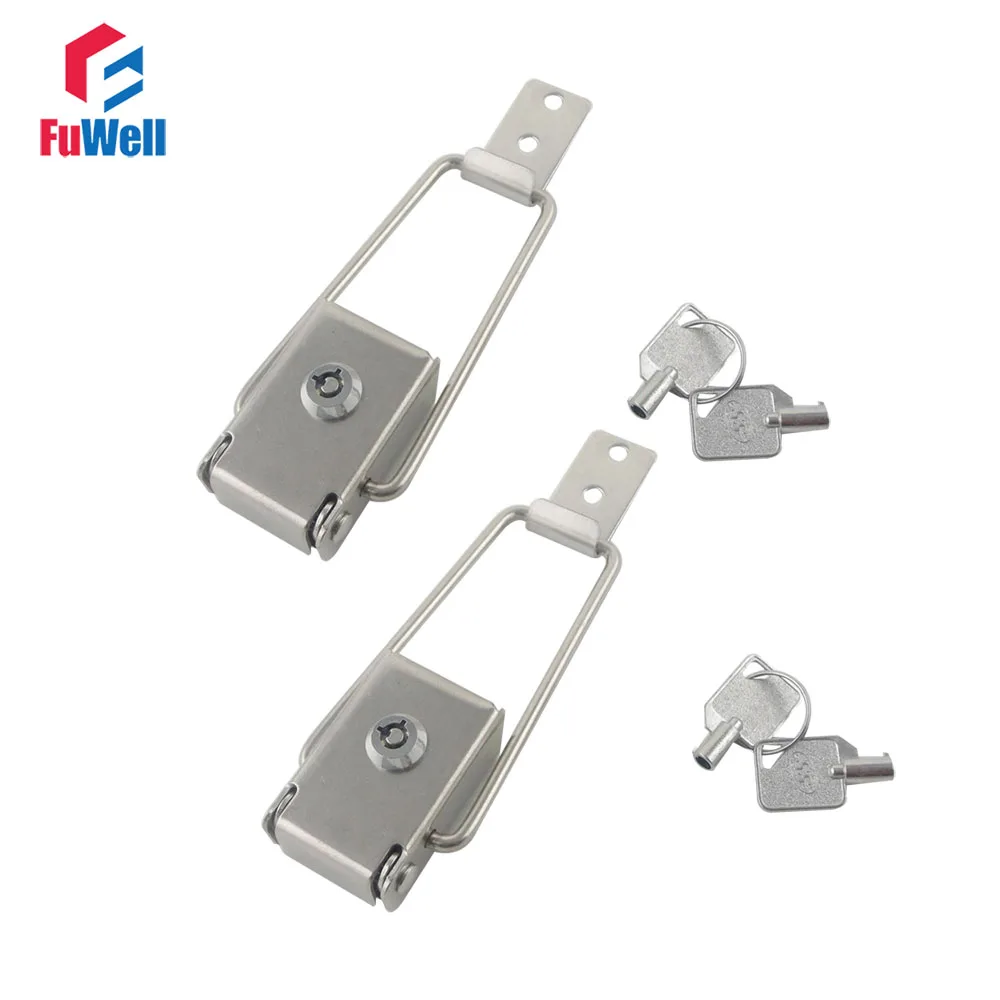 

2pcs R602 201Stainless Steel Toggle Latch Hasps with Keys Spring Loaded Cabinet Box Buckle