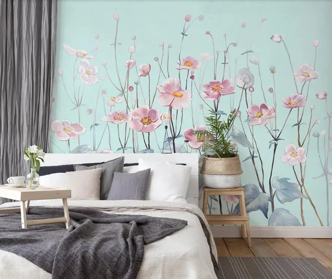 

Custom Photo Wallpaper 3d Wallpaper Flower Wall Murals Luxury Wall Papers Home Decor Blue Background Wall Mural Custom