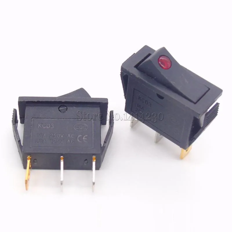 10Pcs Rocker Switch 15A 250V 30A 220VAC 2Pin/3Pin ON-OFF KCD3-102/N 15*32 mm Power Switch