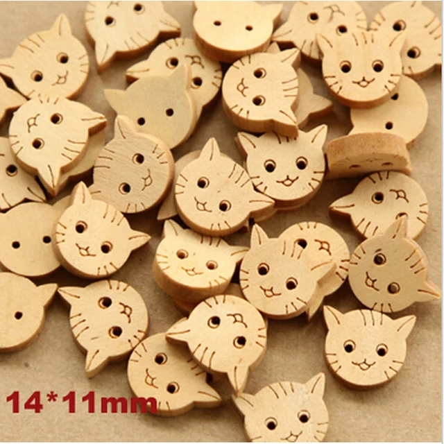 11 14MM Little Cat Fashion Wood Buttons Children Garment Accessories Jewelry Beads 7NK53 AliExpress