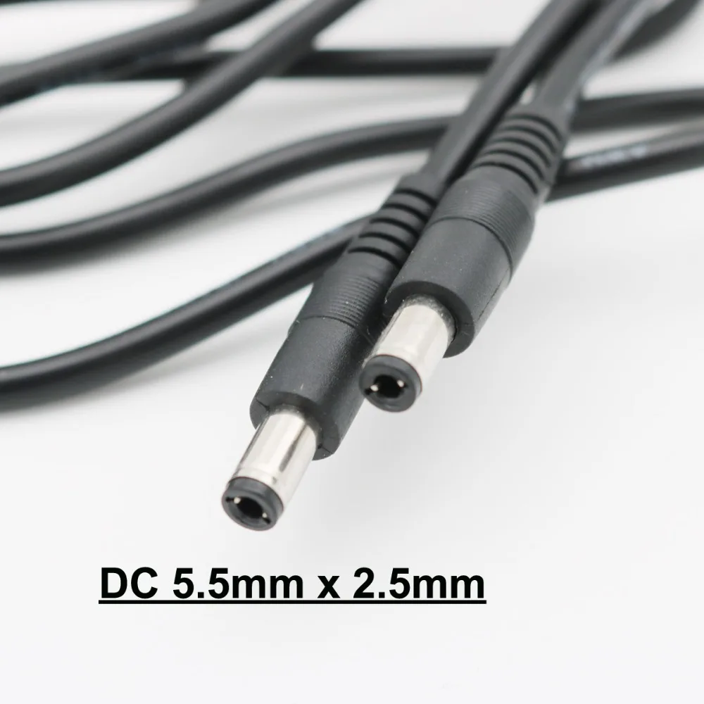 0.5M/1M/2M CCTV Camera DC Power 5.5mm x 2.5mm Male To Male Connector Extension Adapter Cable Wire Cord 18AWG