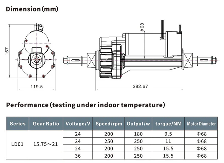 Motorino elettrico del carrello del triciclo del motore differenziale 200rpm del motore della spazzola del riduttore dell\'ingranaggio 11N.M