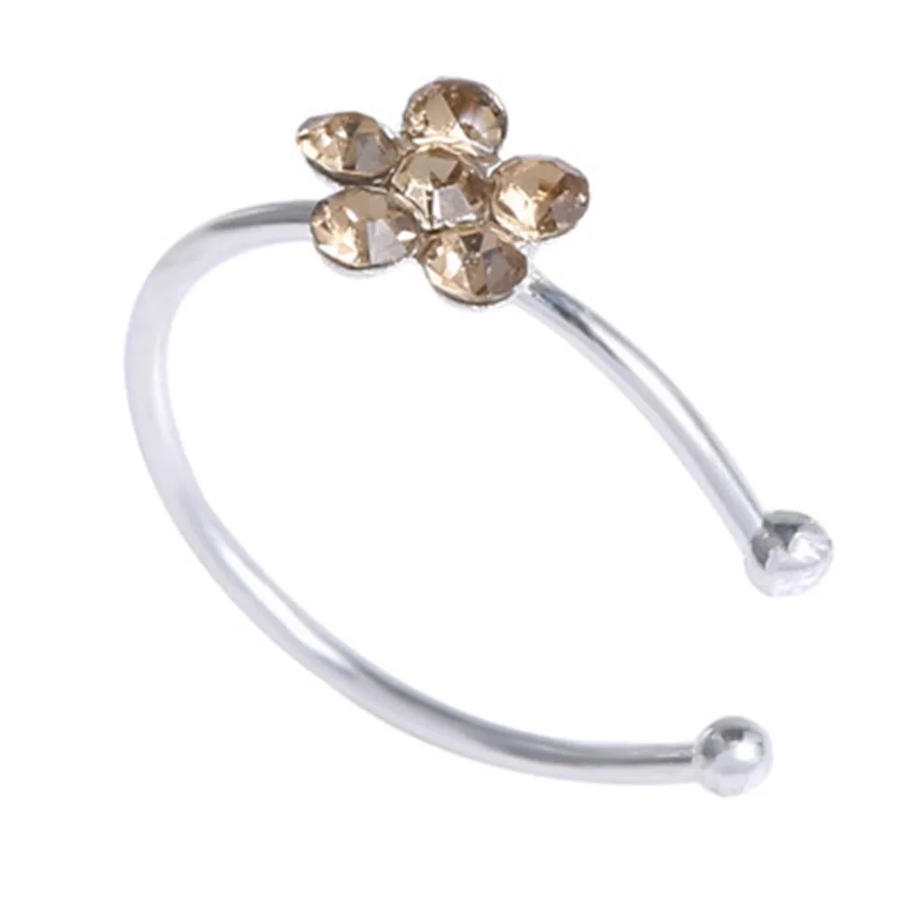 Nose Piercing Jewelry Plum Flower Rhinestone Nose Piercing Hoop Nose Ring Cartilage Tragus Stud Ring Body Piercing Jewelry image 2