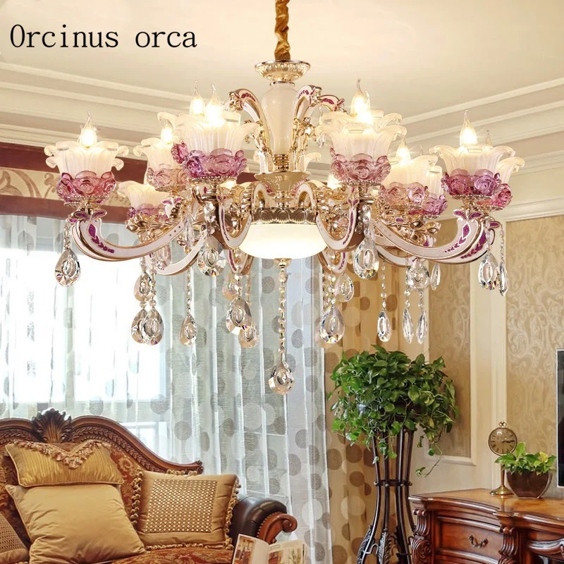 

Luxury European style marble crystal chandelier, living room candle, duplex villa, bedroom restaurant, stair light Postage free