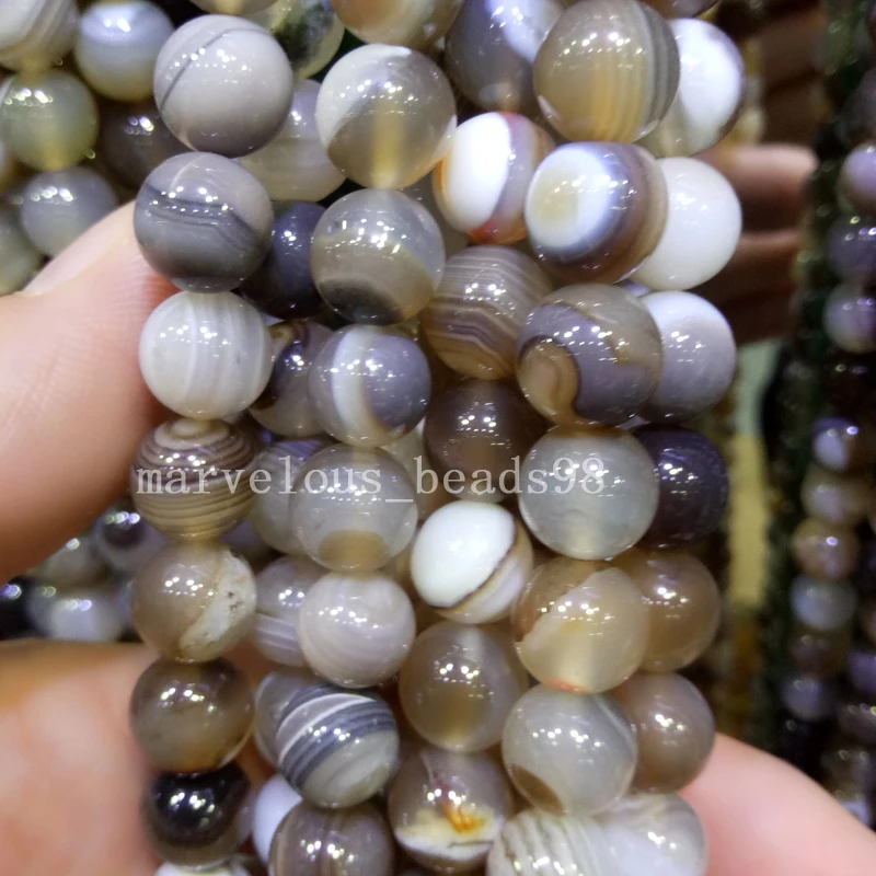 Fashion Jewelry 10mm Botswana Stripes Carnelian Round Global Art Loose Beads L 15.5