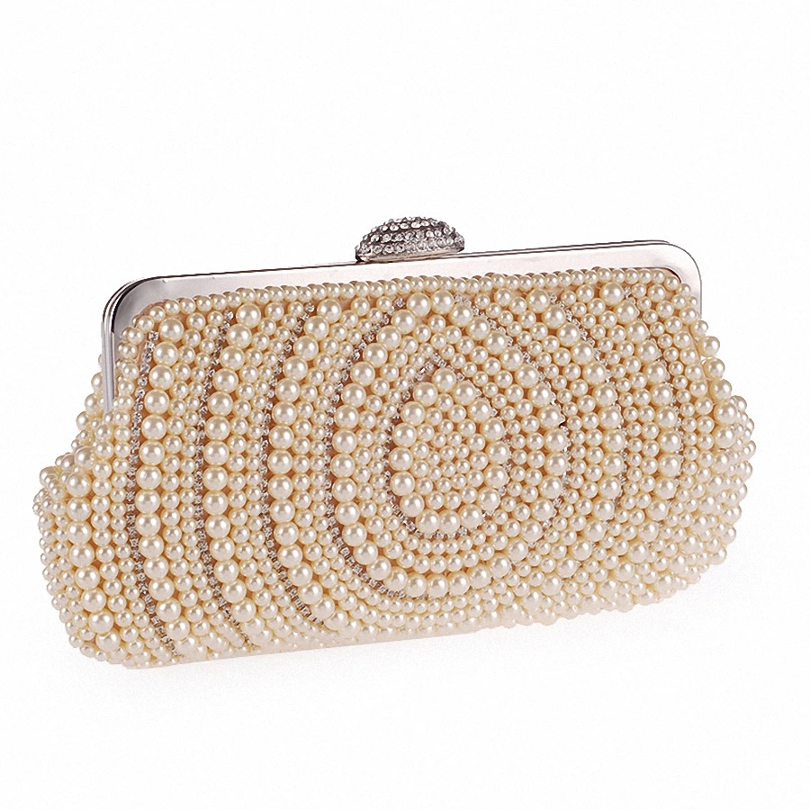 Beaded Women Evening Bags Diamonds Party Day Clutches Small Purse Day Clutches Handbags Female Pearl Wedding Bags