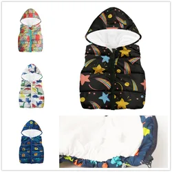 Rainbow Star Baby Boys Vest Children Waistcoat Clothes Dino Kids Sleeveless Jacket Coat Boy Tops Hooded Overcoat Fleece Outfits