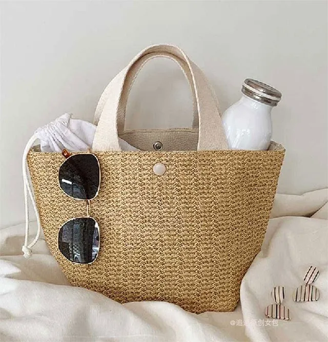 NEW Capacity Straw Bags Women Handmade Woven Basket Bolsa Tote Summer Bohemian Beach Bags Luxury Brand canvas Lady Handbags