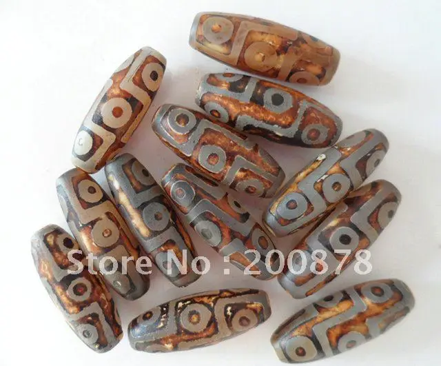 10PCS Tibetan Nine Eyes Dzi Beads 30mm Natural Agate Antiqued Dzi Loose Beads