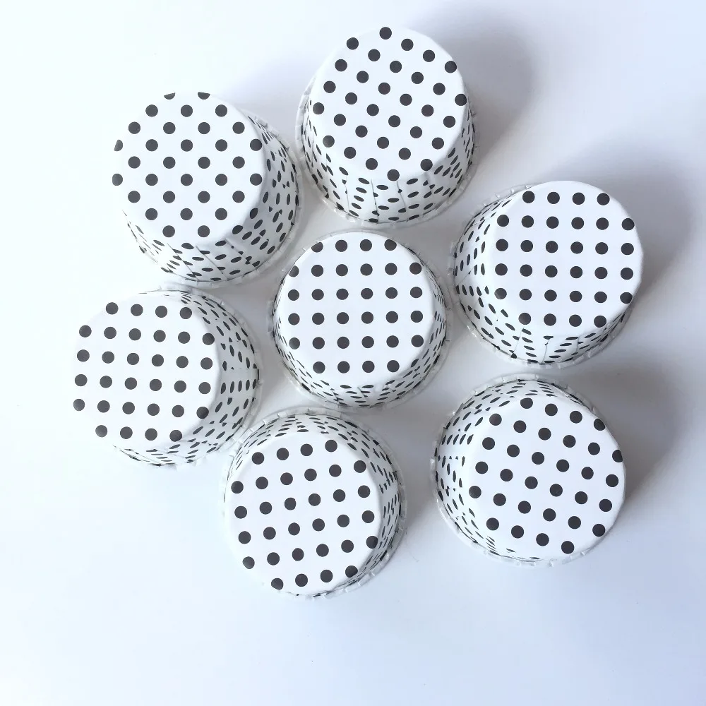 50pcs Black Spot Paper Cupcake Liners Muffin Cases Greaseproof Dessert Baking Cups 5cm*7cm*4cm