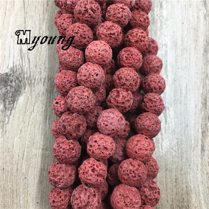 

Wine Red Natural Lava Beads,Round Matt Nature Stone beads,Vesuvianite Beads For DIY Jewelry 5 Strands/lot MY1648