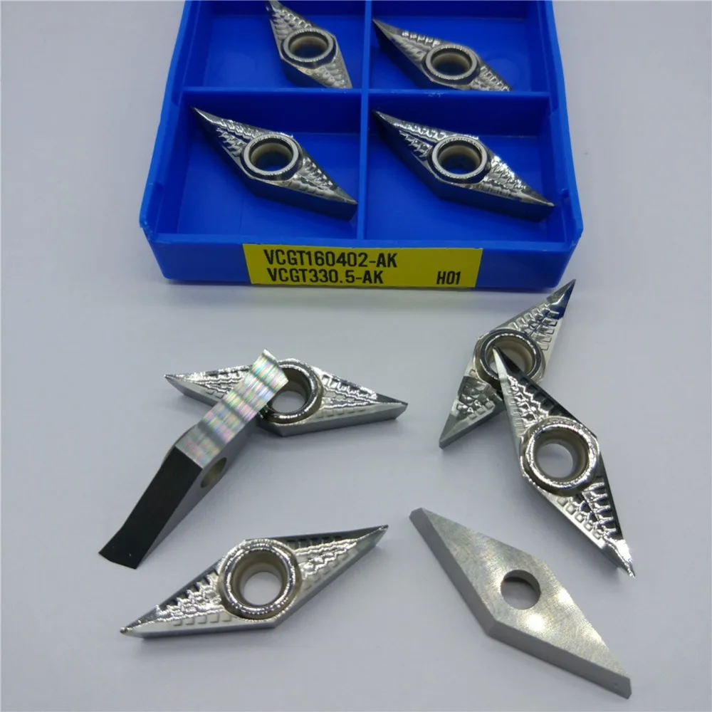 35 Degree sharp knife VCGT160402 AK H01 VCGT330.5  Turning insert 10pcs Cemented carbide for Aluminum alloy with High finish