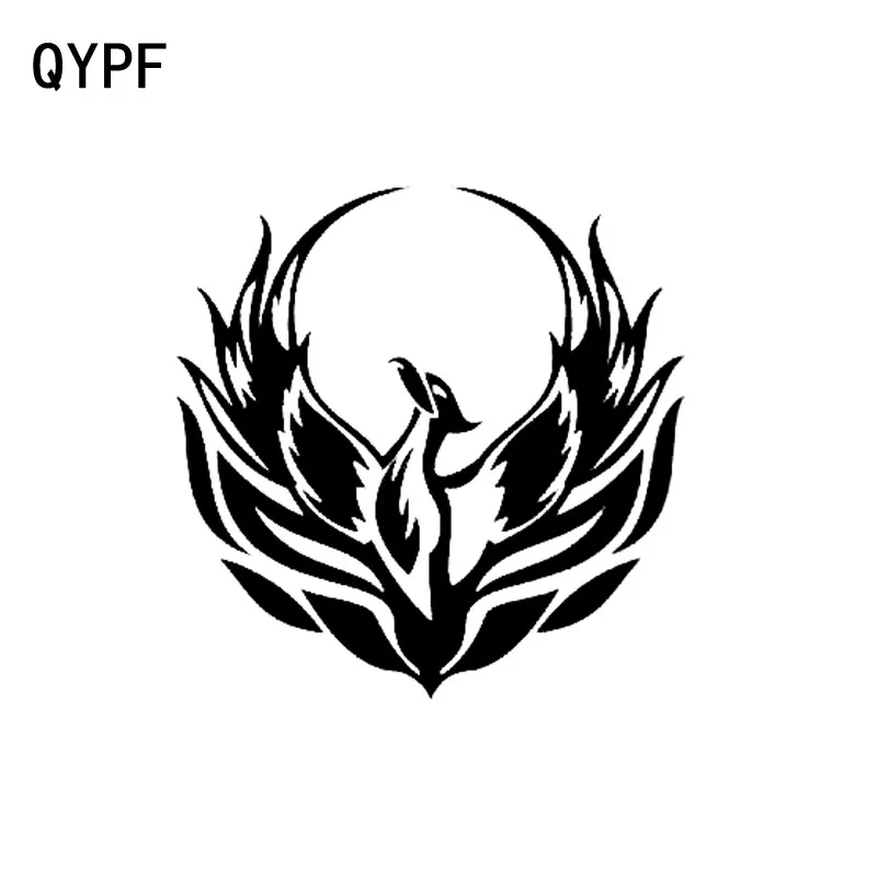 QYPF 15CM*15CM Fashion Religious Phoenix Hot Flame Car Window Sticker Decal Black/Silver Vinyl Car-styling C15-1034