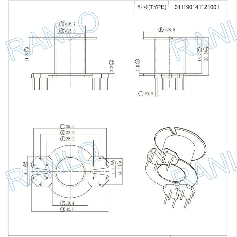 RM14 Transfomer Bobbin Frame+PC40 Ferrite Core