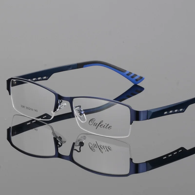 BCLEAR Men\'s business eyeglasses frame half frame glasses frame titanium alloy ultra-light myopic optical frames TR legs S2387