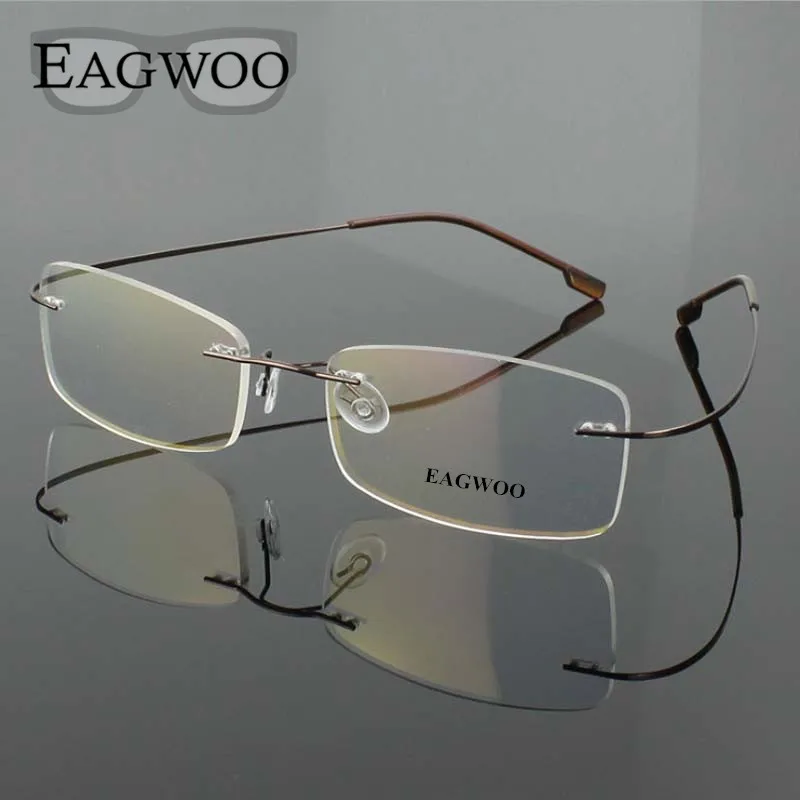 Stainless Steel Eyeglasses Rimless Optical Frame Prescription Spectacle Frameless Glasses For Men Eye glasses 080 Super Light