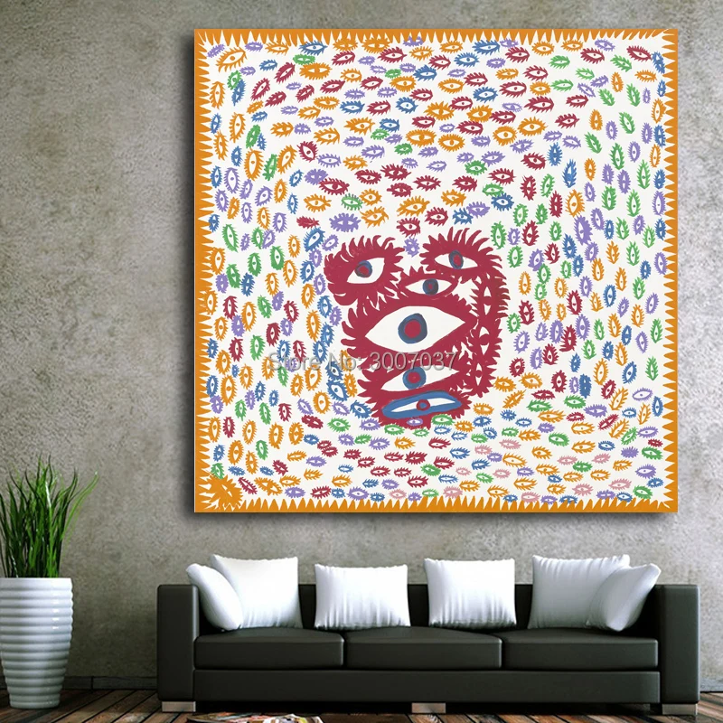 

100%Hand Painted Cuadros Decoracion Free Shipping Yayoi Kusama Frameless Oil Paintings Eyes Canvas Painting Gift Wall Art Quotes